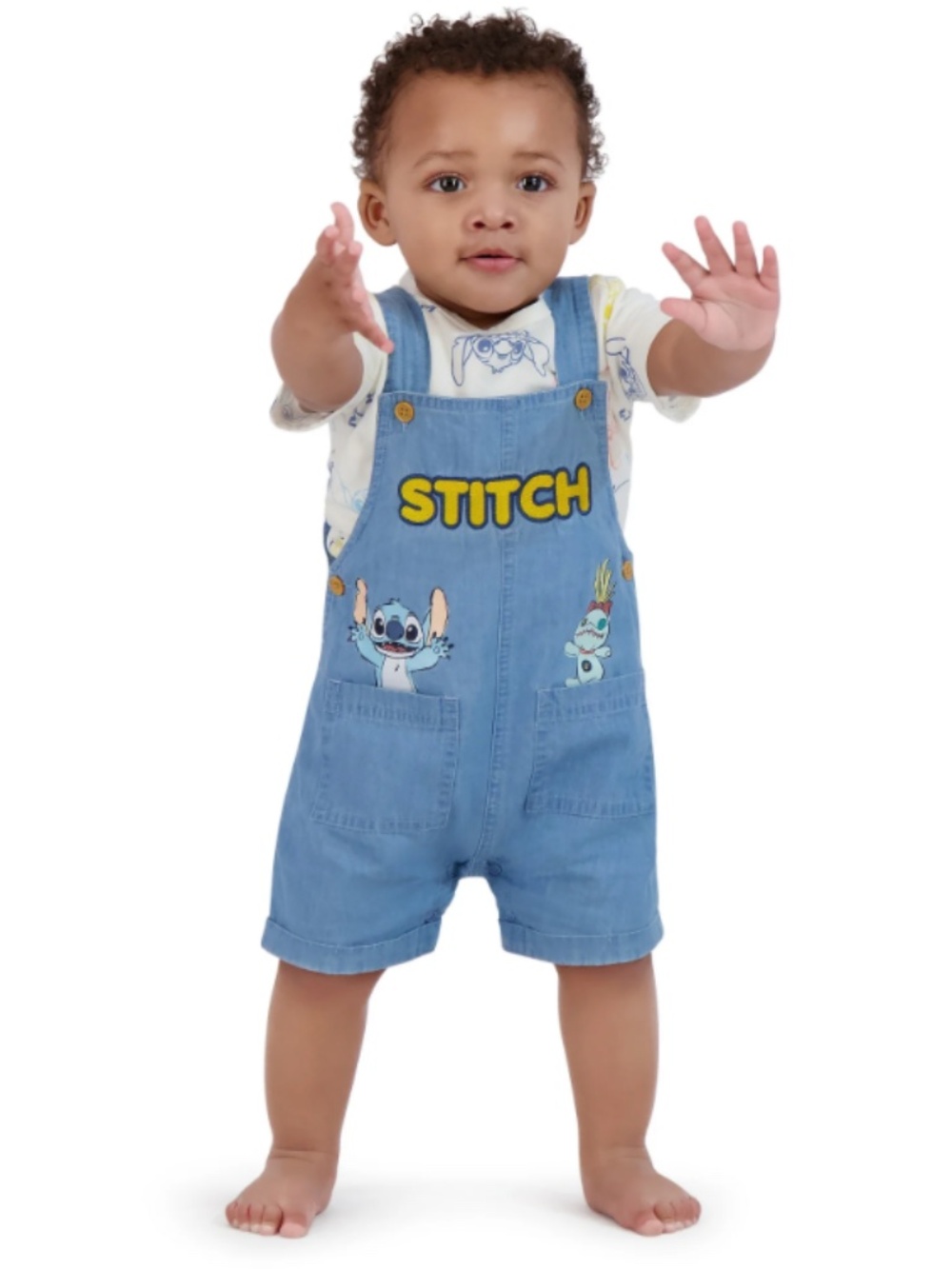 Stitch Baby Boy Shortall Overalls Set